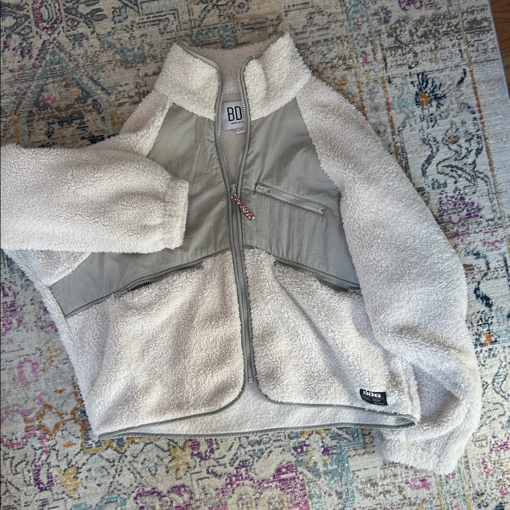 BDG Kids Sherpa Jacket - Cream and Gray